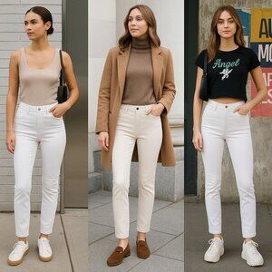 Nature Women White Jeans Skinny Highrise 25 Clean Girl Quiet Luxury Y2K Revival